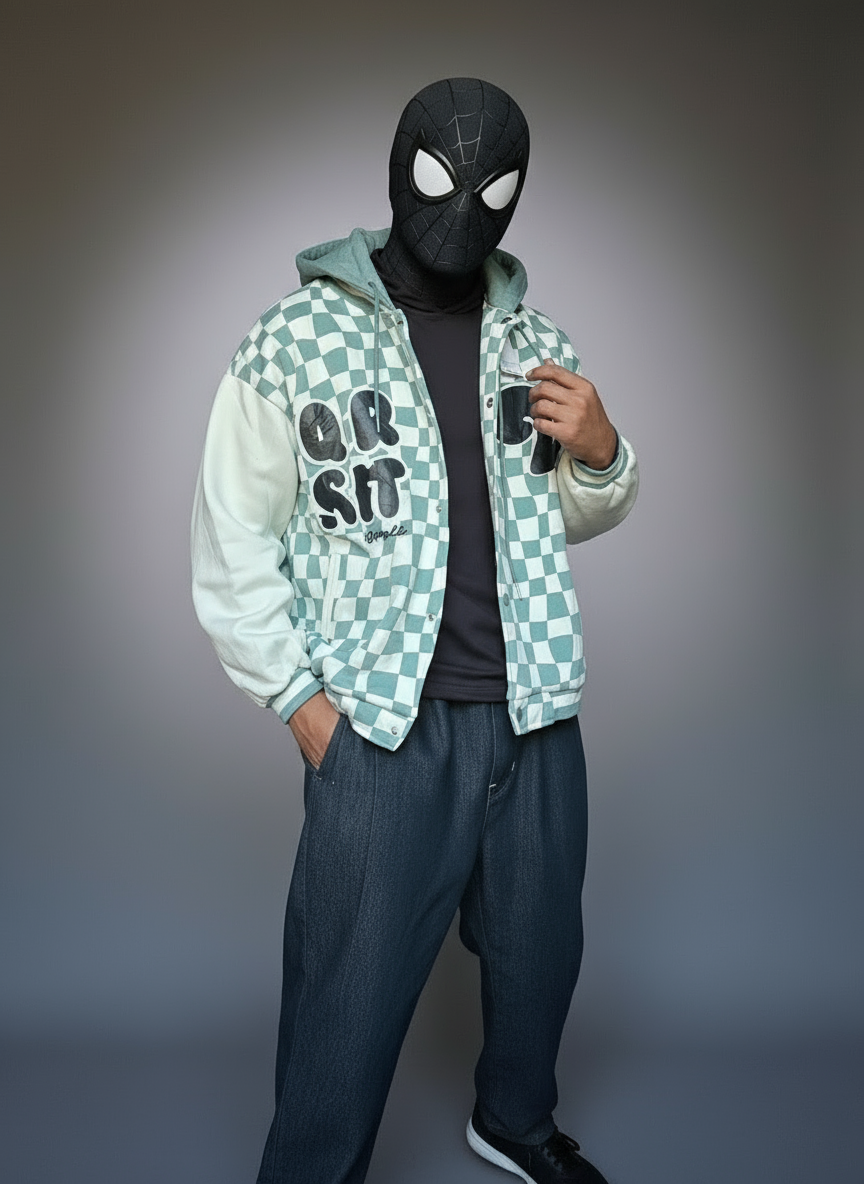 GREEN HODDIED VARSITY JACKET