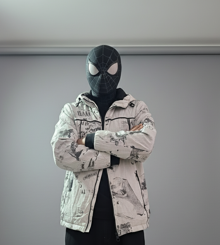 NEWSPAPER PRINTED ZIPPER HODDIE