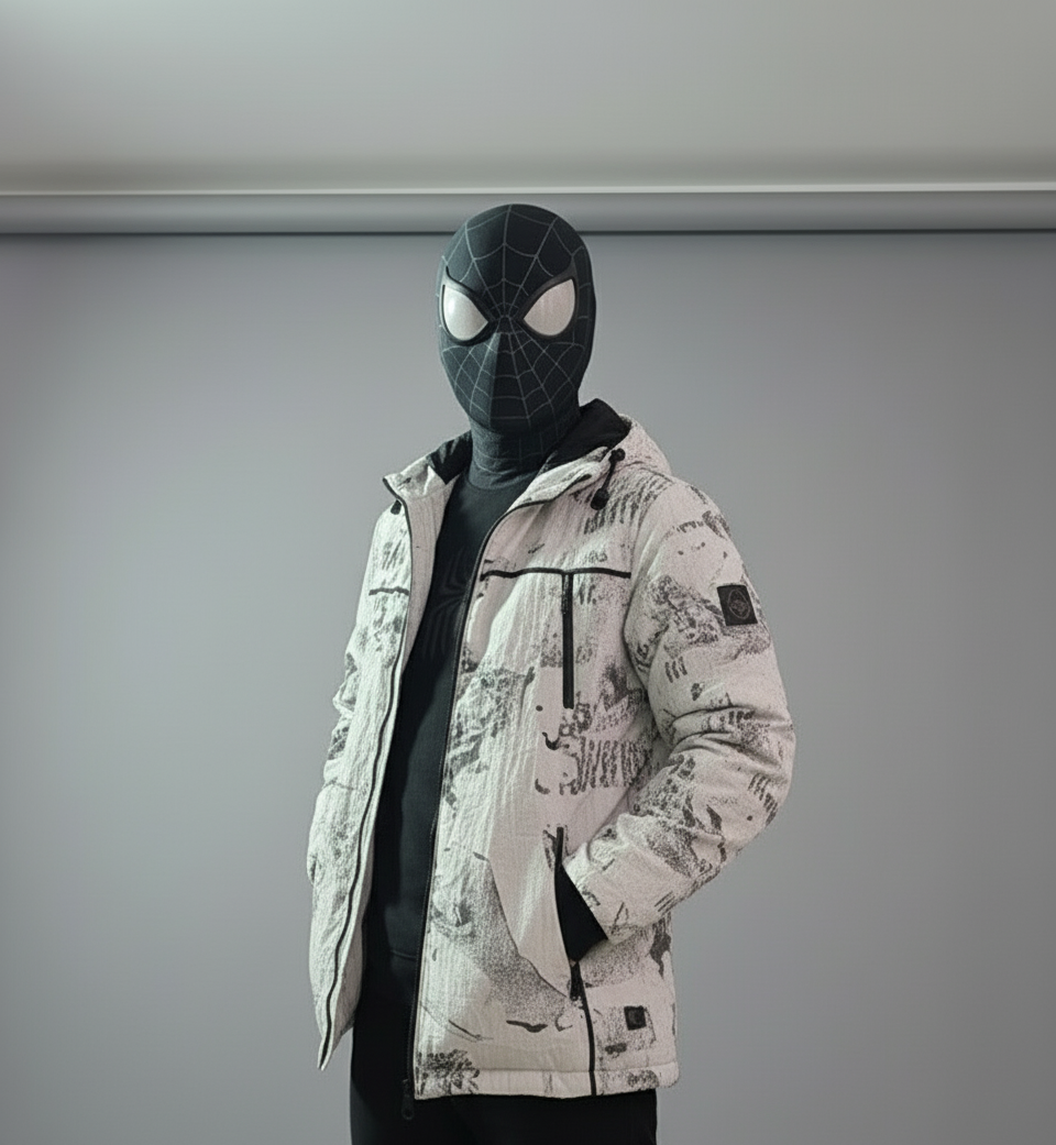 NEWSPAPER PRINTED ZIPPER HODDIE