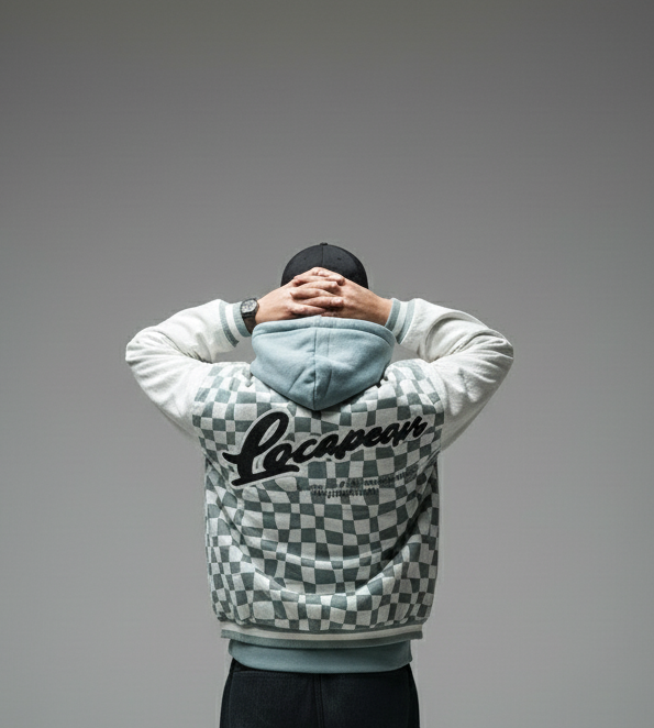 GREEN HODDIED VARSITY JACKET